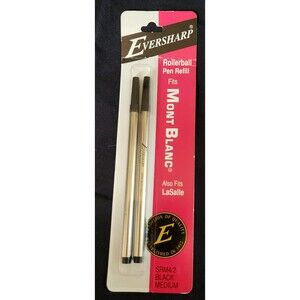 Vintage Mont Blanc Eversharp Ballpoint Pen Refill Medium Blk Ink New - 2 Refills